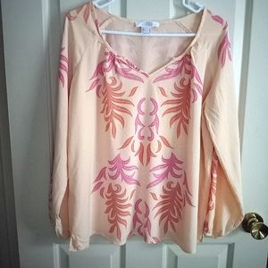 Lascana Venus Tunic Top with Orange and Pink Print Size Medium